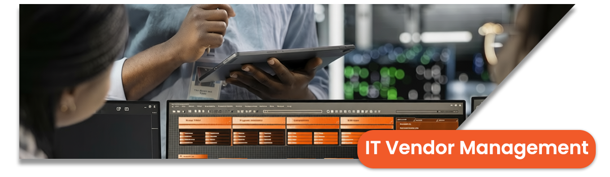 Person viewing vendor management software