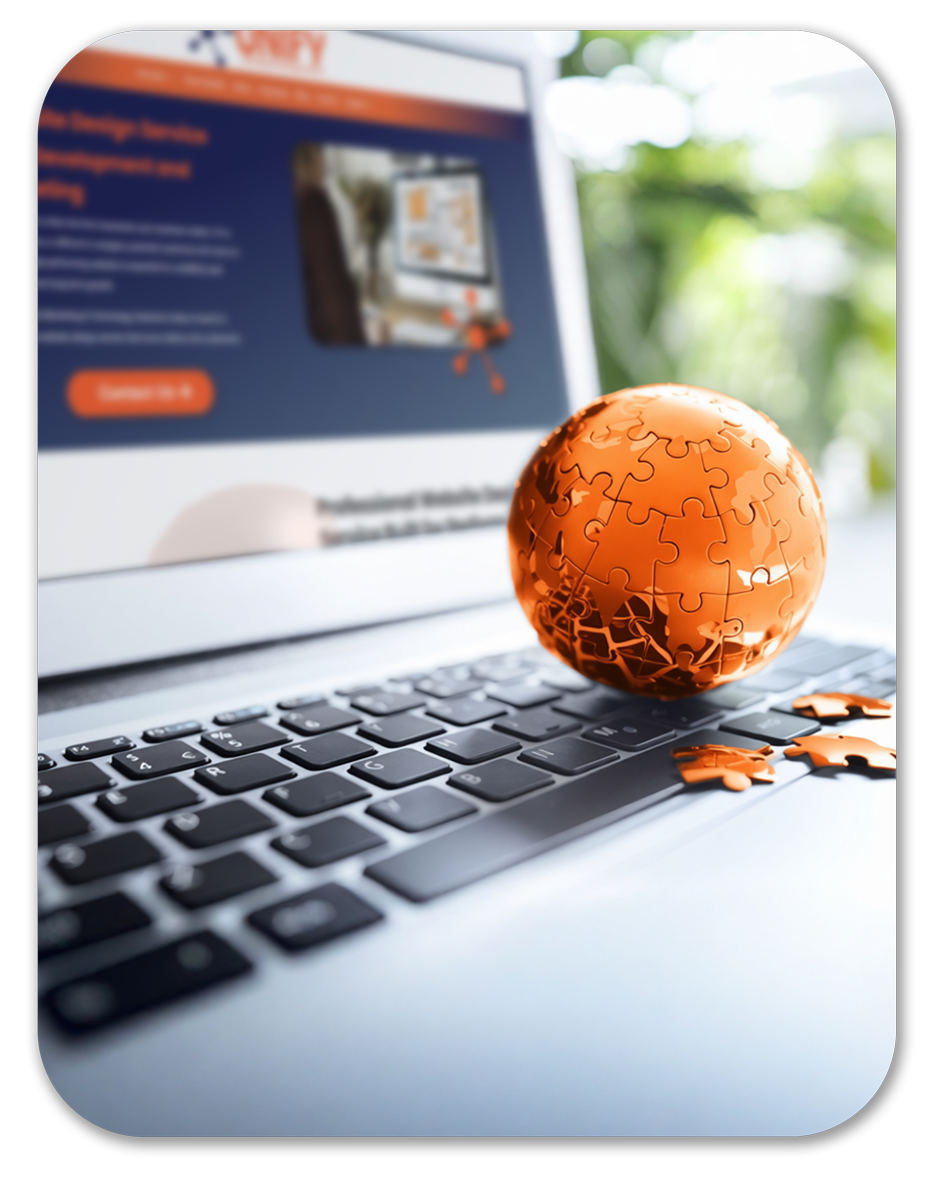 Orange globe on a computer